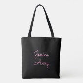 Jeder Name | Cool Editable Pink Script in Black Tasche (Rückseite)