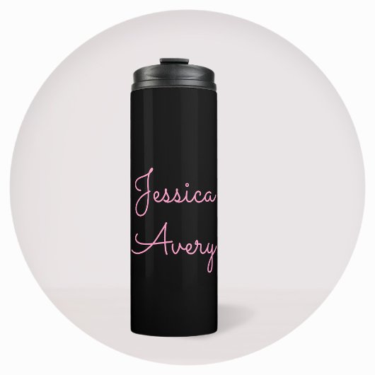 Jeder Name | Cool Editable Pink Script in Black Thermosbecher