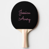 Jeder Name | Cool Editable Pink Script in Black Tischtennis Schläger (Vorderseite)