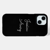 Jeder Name | Cool Editable White Script on Black Case-Mate iPhone Hülle (Rückseite (Horizontal))