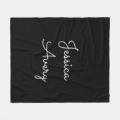 Jeder Name | Cool Editable White Script on Black Fleecedecke (Vorderseite (Horizontal))