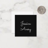 Jeder Name | Cool Editable White Script on Black Mitteilungskarte (Vorderseite/Rückseite Beispiel)