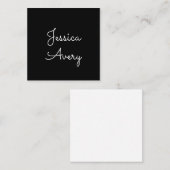 Jeder Name | Cool Editable White Script on Black Mitteilungskarte (Vorne/Hinten)