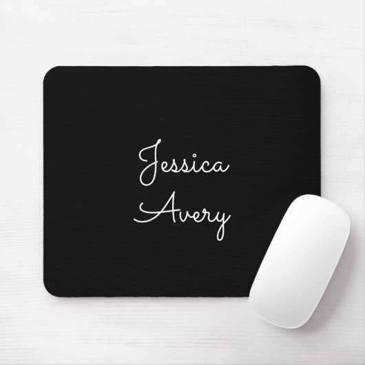 Jeder Name | Cool Editable White Script on Black Mousepad (Mit Mouse)