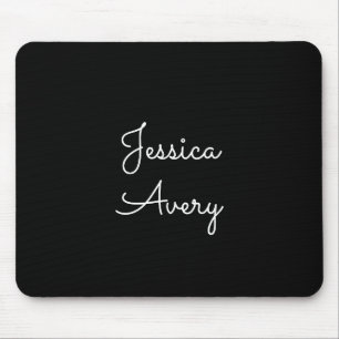 Jeder Name   Cool Editable White Script on Black Mousepad