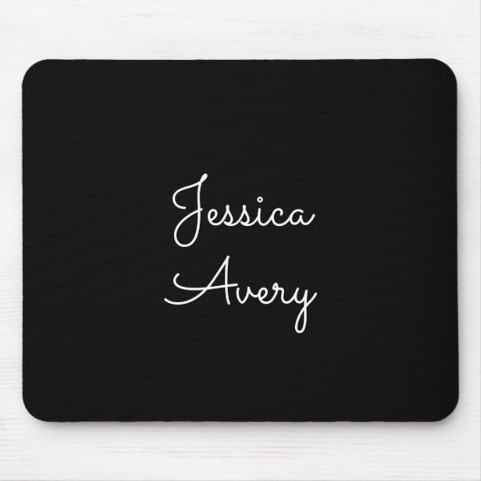 Jeder Name | Cool Editable White Script on Black Mousepad (Vorne)