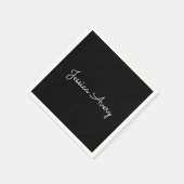 Jeder Name | Cool Editable White Script on Black Serviette (Ecke)