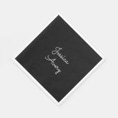 Jeder Name | Cool Editable White Script on Black Serviette (Ecke)