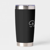 Jeder Name | Cool Editable White Script on Black Thermobecher (Vorderseite)