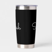 Jeder Name | Cool Editable White Script on Black Thermobecher (Links)