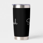 Jeder Name | Cool Editable White Script on Black Thermobecher (Rechts)