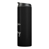 Jeder Name | Cool Editable White Script on Black Thermosbecher (Nach rechts gedreht)