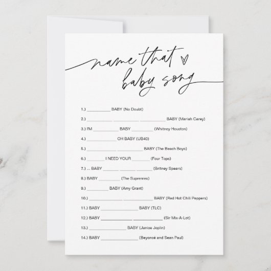 JEDER Name dieses Baby Song Game Card Einladung (Vorderseite)