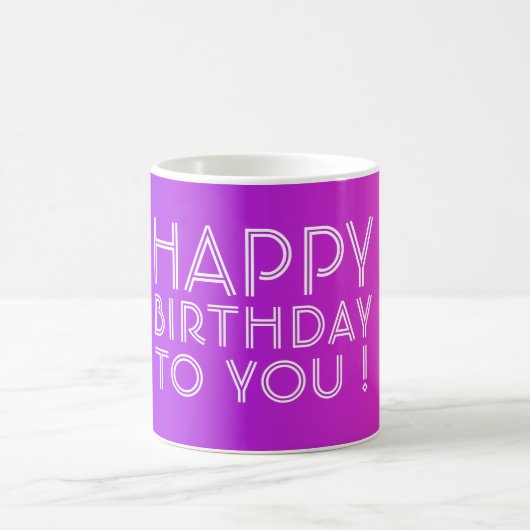 Jeder Name Editable Happy Birthday Pink Lila Ombre Kaffeetasse (Mittel)