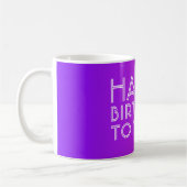 Jeder Name Editable Happy Birthday Pink Lila Ombre Kaffeetasse (Links)
