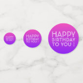 Jeder Name Editable Happy Birthday Pink Lila Ombre Konfetti (Rückseiten)