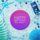 Jeder Name Editable Happy Birthday Pink Lila Ombre Pappteller (Party)