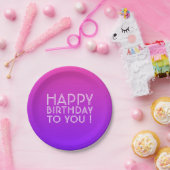 Jeder Name Editable Happy Birthday Pink Lila Ombre Pappteller (Party)