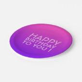 Jeder Name Editable Happy Birthday Pink Lila Ombre Pappteller (Schrägansicht)