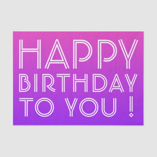 Jeder Name Editable Happy Birthday Pink Lila Ombre Seidenpapier (Vorderseite)