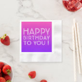 Jeder Name Editable Happy Birthday Pink Lila Ombre Serviette (Beispiel)