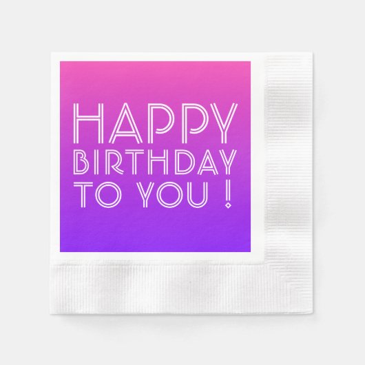 Jeder Name Editable Happy Birthday Pink Lila Ombre Serviette (Vorderseite)