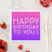 Jeder Name Editable Happy Birthday Pink Lila Ombre Serviette (Beispiel)