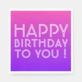 Jeder Name Editable Happy Birthday Pink Lila Ombre Serviette (Vorderseite)