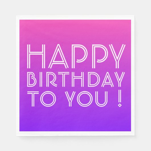 Jeder Name Editable Happy Birthday Pink Lila Ombre Serviette (Vorderseite)