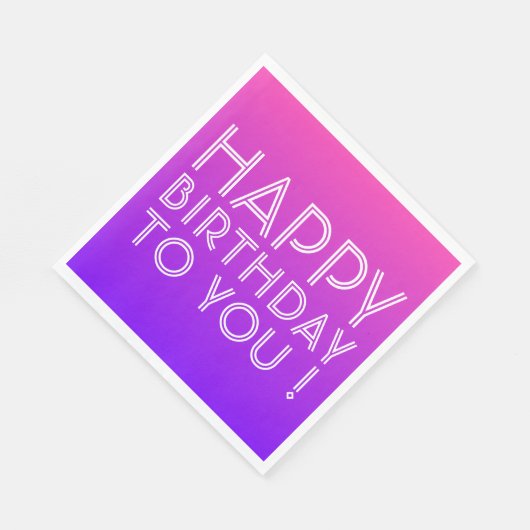 Jeder Name Editable Happy Birthday Pink Lila Ombre Serviette (Ecke)