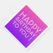 Jeder Name Editable Happy Birthday Pink Lila Ombre Serviette (Ecke)