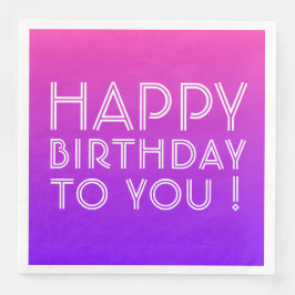 Jeder Name Editable Happy Birthday Pink Lila Ombre Serviette