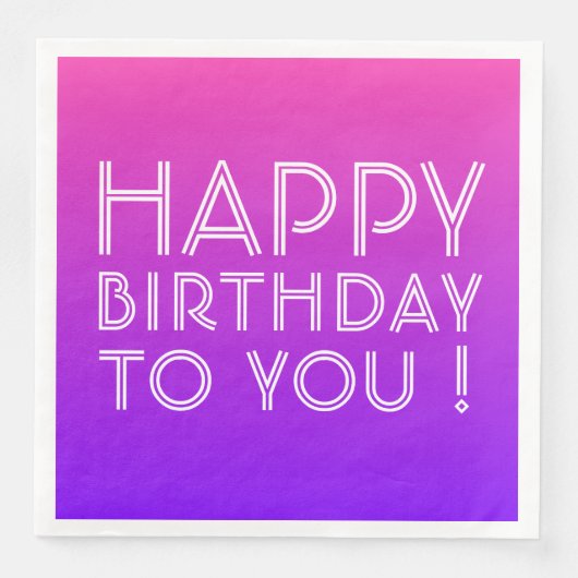 Jeder Name Editable Happy Birthday Pink Lila Ombre Serviette (Vorderseite)