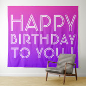 Jeder Name Editable Happy Birthday Pink Lila Ombre Wandteppich (Beispiel (Horizontal))