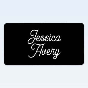 Jeder Name Editable Vintag Styling Script on Bla Adressaufkleber