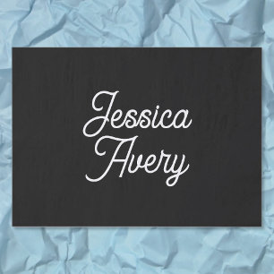 Jeder Name Editable Vintag Styling Script on Bla Seidenpapier