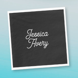 Jeder Name Editable Vintag Styling Script on Bla Serviette