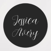 Jeder Name | Elegant Editable White Script auf Sch Etiketten (Design 1)