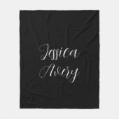 Jeder Name | Elegant Editable White Script auf Sch Fleecedecke (Vorderseite)