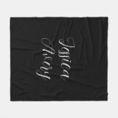 Jeder Name | Elegant Editable White Script auf Sch Fleecedecke (Vorderseite (Horizontal))
