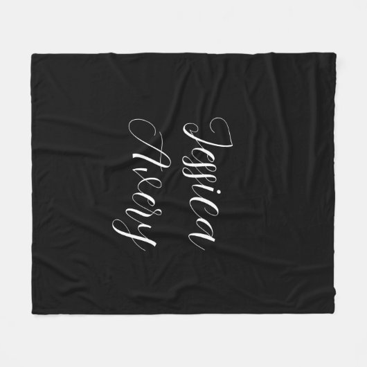 Jeder Name | Elegant Editable White Script auf Sch Fleecedecke (Vorderseite (Horizontal))