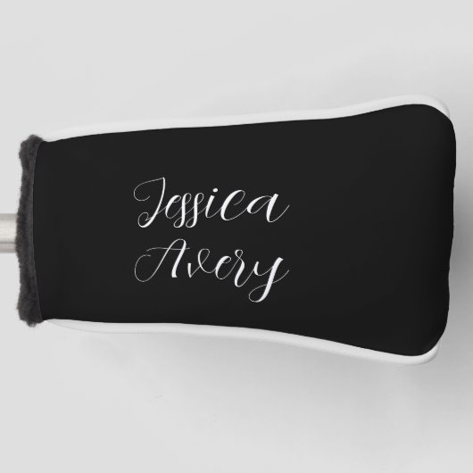 Jeder Name | Elegant Editable White Script auf Sch Golf Headcover (Vorderseite)