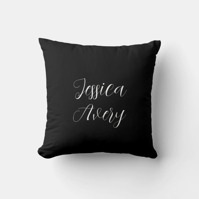 Jeder Name | Elegant Editable White Script auf Sch Kissen (Vorderseite)