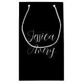 Jeder Name | Elegant Editable White Script auf Sch Kleine Geschenktüte (Rückseite)