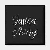 Jeder Name | Elegant Editable White Script auf Sch Magnet (Vorne)