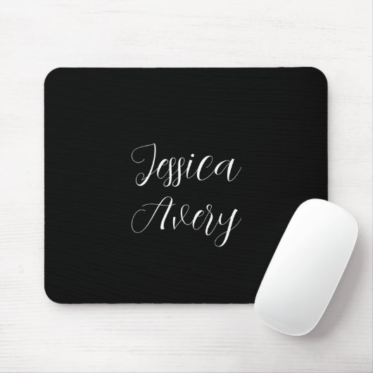 Jeder Name | Elegant Editable White Script auf Sch Mousepad (Mit Mouse)