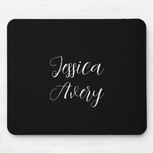 Jeder Name   Elegant Editable White Script auf Sch Mousepad