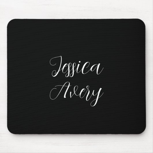 Jeder Name | Elegant Editable White Script auf Sch Mousepad (Vorne)