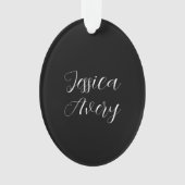 Jeder Name | Elegant Editable White Script auf Sch Ornament (Vorderseite)