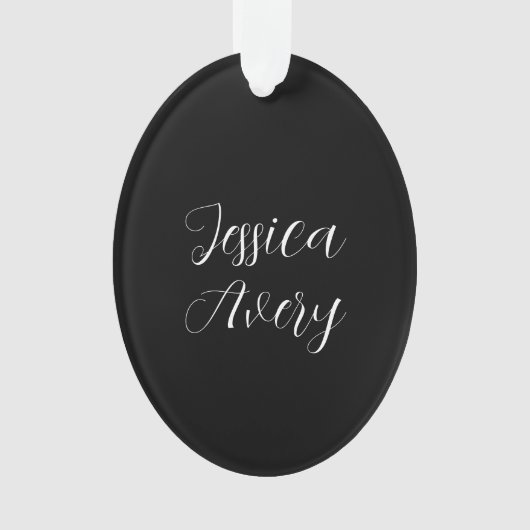Jeder Name | Elegant Editable White Script auf Sch Ornament (Vorderseite)